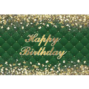Renaiss 5x3ft Happy Birthday Backdrop Banner for Photoshoot Portrait Gold Diamonds Green Photography Background for Men Women 30th 40th 50th 60th 70th 80th Bday Party Decor Glitter Photo Booth Prop