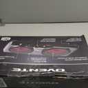 OVENTE BGI102B Countertop Infrared Double Burner, 1700W Electric Hot Plate and Portable Stove with 7.75" and 6.75" Ceramic Glass Cooktop, 5 Level Temperature Setting and Easy to Clean Base, Black