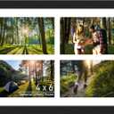 4"x6" Photo Collage Frame 4 Openings, 9.5"x13.5" Multi Picture Frame Collage Wall Decor Wooden, Black Frame with White Mat, Wood