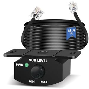 Universal Bass Control Knob for Car Amplifier with 4 PIN Extension Cable 5M/16FT, Audio Bass Volume Knob Power Indicator.