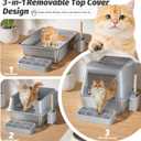Shikha Stainless Steel Cat Litter Box with 110 Flip-Top Lid -XXL Top Entry Enclosed Litter Box for Large Cats with Deodorization Box, Odor-Free, Non-Sticky, Anti-Leak, Removable Lid for Easy Cleaning