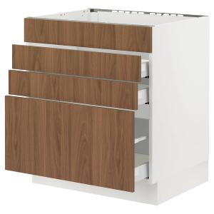 Sektion / Maximera Base Cab F Cktp/4 Fronts/3 Drawers - White/Tistorp Brown Walnut Effect Size 30x45