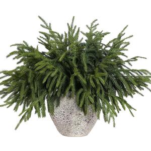 YXZZWL 16 Pcs Christmas Norfolk Pine Branches, 18 Inch Real Touch Artificial Norfolk Pine Branch Faux Cedar Pine Stem Fake Greenery Picks for Vase DIY Garland Wreath Home Decoration