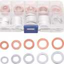 Mandark Car Oil Drain Plug Crush Washer Assortment, 10mm 12mm 14mm 16mm 18mm Auto Engine Fuel Pan Sealing Gasket Kit, Vehicle Oil Plug Seal Replacement Set Accessories, Universal Fit (100PCS)