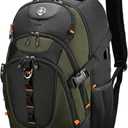 Swissdigital Design Business Laptop Backpack with Smart USB Charging Port, Travel Backpack Fits 15.6 inches Laptops, Water Repellent College Backpack for Men Women, Olive/Black | SD803-26