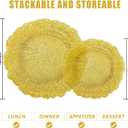 U-QE 60PCS Clear Yellow Plates - Yellow Plastic Plates Disposable&Reusable - Heavy Duty Plastic Plate for Party&Wedding Including 30 Dinner Plate 10" & 30 Appetizer 7"