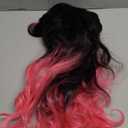 FABLLE Hot Pink stripe Lace Front Wig Synthetic Wig Black and Hot Pink Highlight Body Wave HD Lace Frontal Glueless Pre Plucked Bleached Knots Skunk Stripe 30 Inch