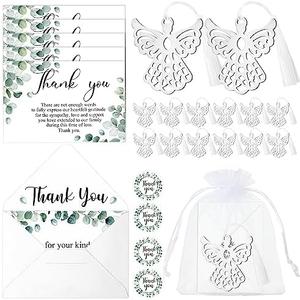 Patelai 50 Sets Funeral Thank You Favors for Guests Set Sympathy Thank You Cards Metal Angel Bookmark with Bookmark Tassels with Envelopes Stickers Organza Bags for Bereavement Funeral Family Friends