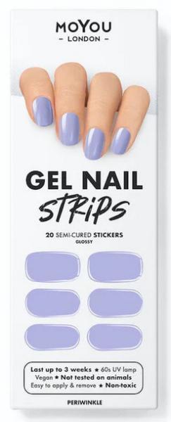 MOYOU LONDON Semi Cured Gel Nail Strips - 20 Pcs. Waterproof Gel Nail Wraps, Cures in Sunlight or UV/LED Lamp, Lasts Up to 2+ Weeks, Stretchable, Easy to Apply & Remove, Vegan & Cruelty-Free