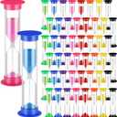 Relaxweex 48 Pcs 5 Minute Sand Timer Bulk Colored Plastic Mini Multicolor Hourglass Stand Timer for Classroom Teacher School Home Office Time Management (Vivid Color)