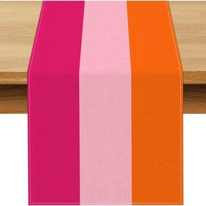 Hot Pink and Orange Party Decorations Table Runner for Birthday Wedding Fiesta Bridal Shower Party Dining Room Home Kitchen Table Decor (13" x 108")
