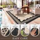 Dunzy Scalloped Outdoor Patio Rug, 5 x 8 ft Non-Slip Reversible Plastic Straw Pool Rug, Indoor Outdoor Area Mat for Outside Rv Camping Deck Beach Porch Backyard (Black, Beige)