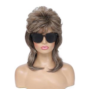 Adequate 80s Mullet Wig for Women Fluffy and Layered Hairpiece for Perfect for Costume Parties and Cosplay (Light Brown)