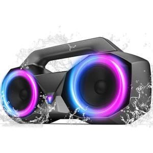 KMAG Portable Bluetooth Speaker - IPX7 Waterproof Wireless Speakers with 80W Loud HiFi Stereo Sound, 20H Playtime, Dynamic Light, Deep Bass, Dual Pairing, 5.3 BT for Outdoor, Gifts (Silver Grey)