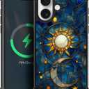 for iPhone 17 Case,Moon Stars Celestial Glass Design[Compatible with MagSafe],All-Round Protection Shockproof Anti-Scratches TPU Cover,Cases for Woman Man