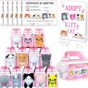 37 Pcs Adopt a Cat Party Favors Include 12 Foldable Kitten Boxes 12 Mini Stuffed Cat 12 Card 1 Stand for Adopt a Kitty Party Favors Kitten Supplies Gifts