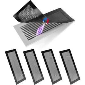 4P Magnetic Floor Vent Covers 4 x 10 Inch Air Vent Screen Cover Magnetic Floor Register Vent Covers Magnetic PVC Vent Mesh for Home Wall Ceiling Floor Catches Debris