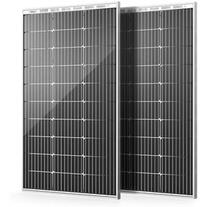 HQST Bifacial 200 Watt 12V Solar Panel, 9BB Monocrystalline Solar Panel High Efficiency Module PV Power for Battery Charging Boat, Caravan and Other Off Grid Applications,2 Pack