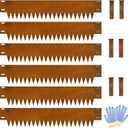 Co rten Steel Landscape Edging 12 Inch Tall 6 Packs, Pre-Rusted Metal Garden Edging, Hammer in Landscape Edging with 6 Clips and a Pair of Gloves, Steel Edging for Landscaping, Lawn Rusty