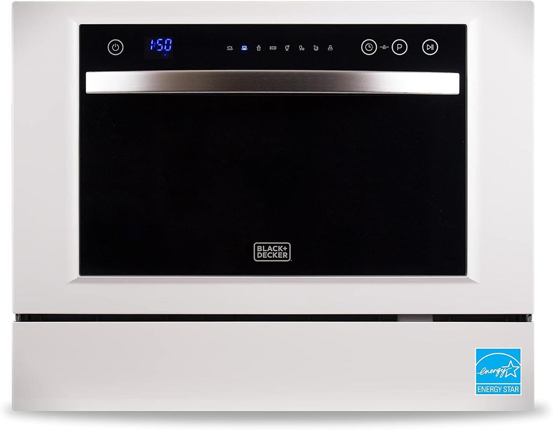 BLACK+DECKER BCD6W 6 Place Setting ENERGY STAR Portable Compact Countertop Dishwasher