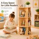 Kids Rotating Bookshelf, 360° Display 3 Tier Bookcase Storage