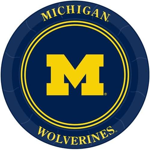 Westrick Michigan Wolverines 9" Paper Plates, 8 Pack – Officially Licensed University of Michigan Disposable Plates with Multicolor Logo – Tailgating, Game Day, Graduation Parties & Fan Celebrations