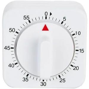 White Timer Clock Square 60-Minute Mechanical Kitchen Timer Wind up Visual Cooking Clock with Loud Alarm No Batteries Required Ideal for Cooking Baking and Kitchen