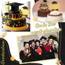 SiliFine 4 Pcs Congrats Grad Cake Topper Includes You Did It Cake Topper Felt Graduation Cap with Tassel Diploma Decoration for 2026 Senior School University College Graduation Party Supplies(Black)