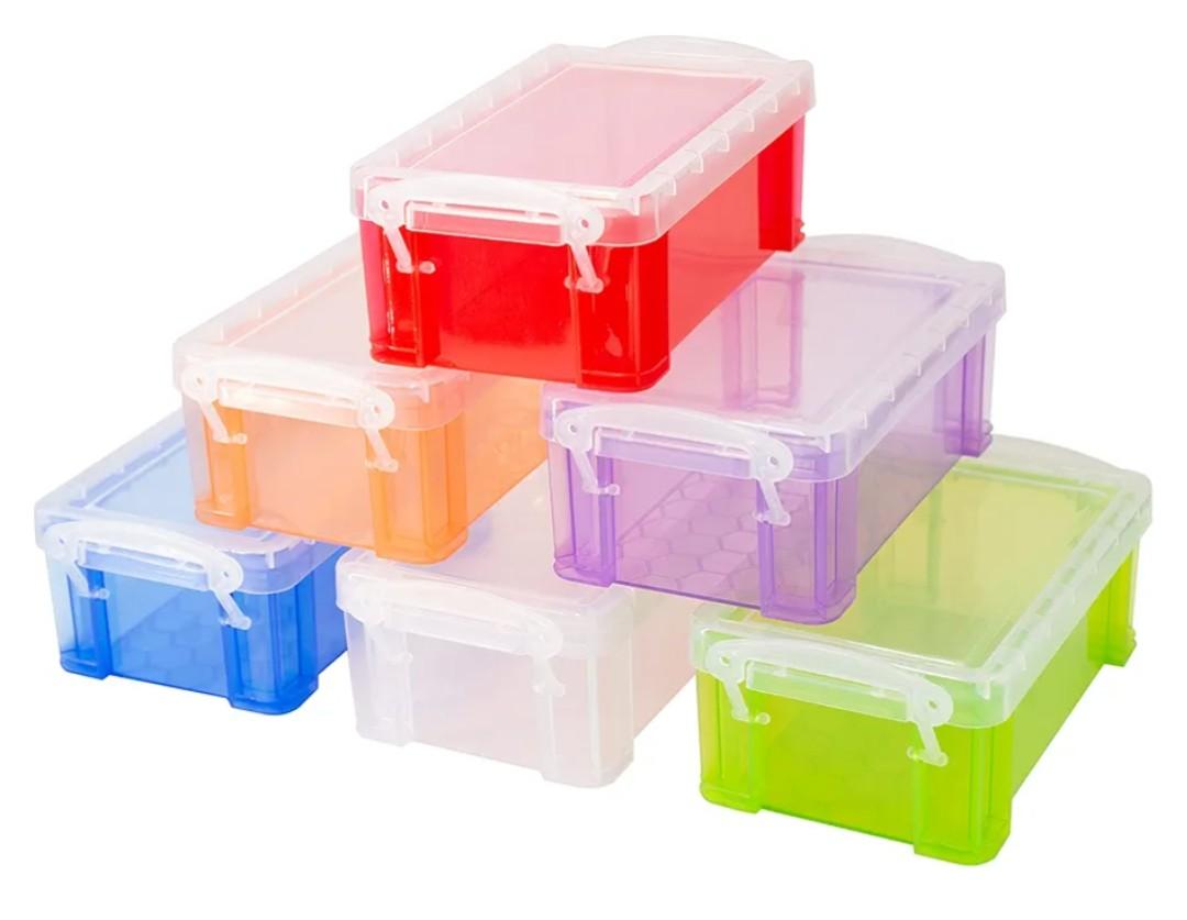 Small Plastic Box, 5" X 2.8" X 2" Stackable Mini Storage Box with Lid, Clear Organizer Container for Jewelry Beads, Small Crafts Items Accessories - 6 Pack