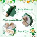 Jetec 2 Pcs Rustic St Patricks Day Table Decorations Green Shamrock Wooden Desk Spring Decors Set Irish Theme Heart Clover Centerpieces with Beads for Home Office Luck Gifts for Friends Family