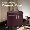 Cosmetic Case, Leather Makeup Bag, Portable Handheld Makeup Case, Detachable Compartments