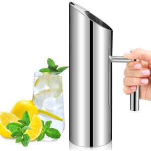 Stainless Steel Water Pitcher 53oz Modern Metal Pitcher with Ice Guard Silver Carafe Drink with Handle or Iced Hot Drink Tea Juice Coffee Beer