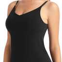 THE GYM PEOPLE Women's Longline V Neck Sports Bra with Removable Pads Adjustable Spaghetti Strap Yoga Workout Cami Tank Tops (Black, XL)