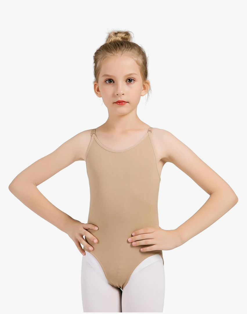 DANSHOW Women and Girls Nude Seamless Camisole Undergarment Leotard with Transition Straps