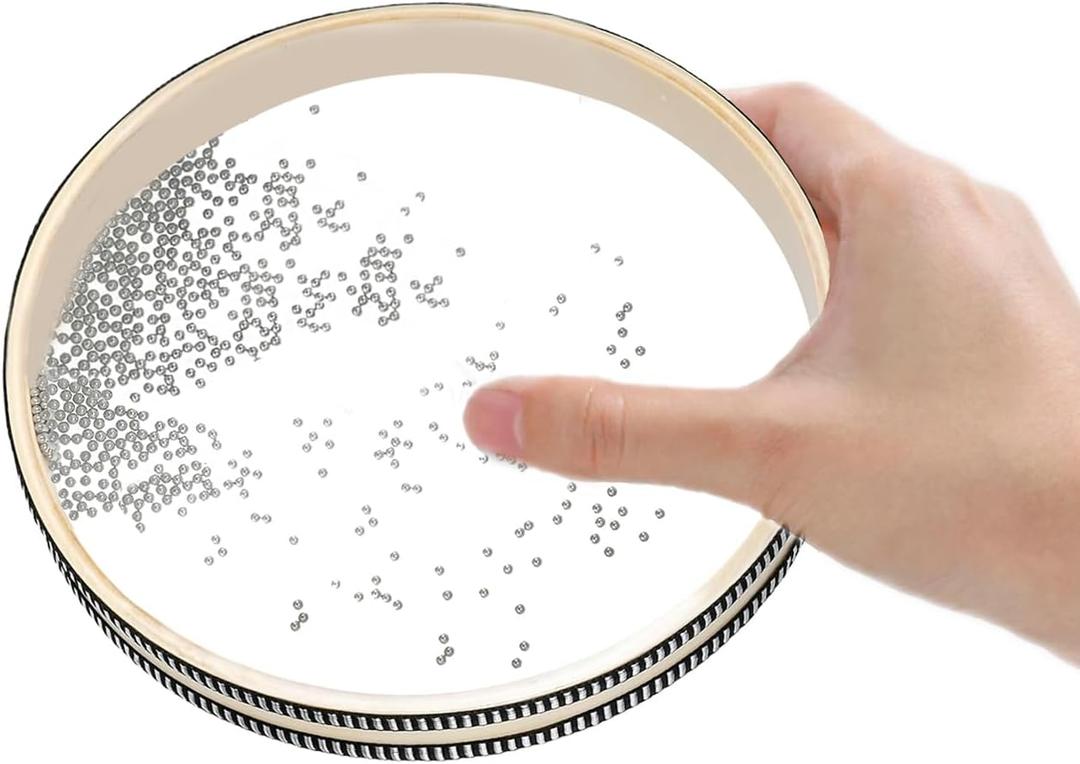 Ocean Drum Sea Drum 6inch- With Hardwood Shell and Wave Beads- Sounding Musical Hand Percussion Instrument for Meditation, Yoga Portable for Home School(6inch)