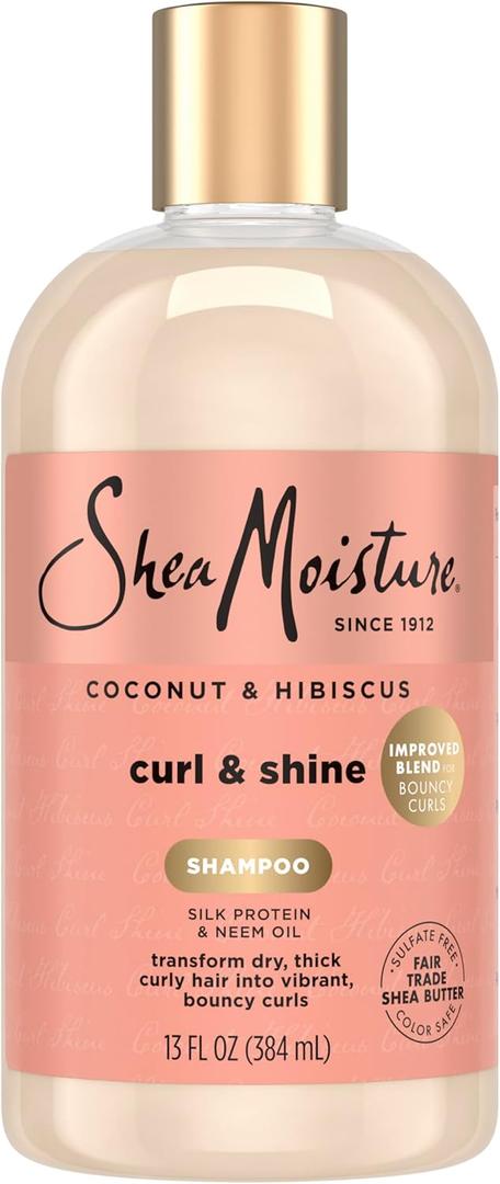 SheaMoisture Curl and Shine Coconut Shampoo Coconut & Hibiscus for Curly Hair Paraben Free Shampoo 13 oz