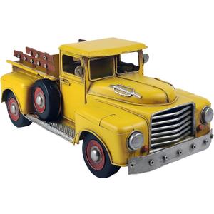 Vintage Farmhouse Yellow Truck Pickup Truck Rustic Metal Home Decor Collectible Vehicle Car Model Home Table Desktop Tabletop Gift Decoration