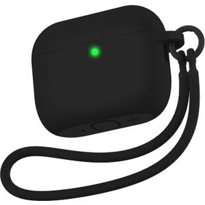 Matekxy for Airpods Pro 3 Case 2025 - for Airpod Pro3 Generation Soft Silicone Cover with Lanyard & Keychain for man, Shockproof Drop Protection Scratch Resistant for Commuters and Travelers, Black