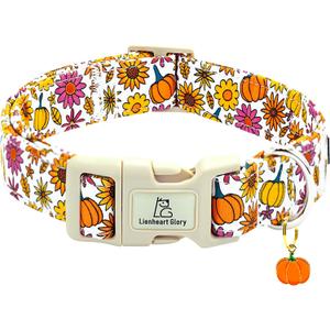 Fall Dog Collar,Halloween Pumpkin Floral Dog Collars for Large Dogs Party