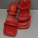 DREAM PAIRS Women's Square Open Toe Block Heels Two Strap Slip On High Heeled Slides Sandals (Size 9, Red)