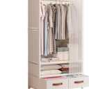 Portable Closet,Portable Closets for Hanging Clothes,Japanese Style Wardrobe Clothing Rack with 2 Drawers,1 Hanging Rods and 2 Storage Shelves,27.5" L x 17.7" W x 65.1" H,White