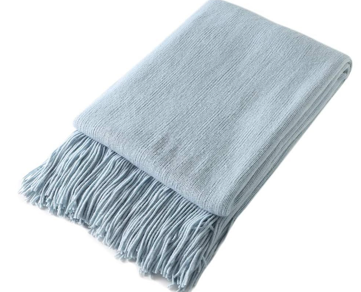 Homiest Decorative Knitted Throw Blanket with Fringe Soft & Cozy Tassel Blanket for Couch Sofa Bed (Light Blue,50x60)