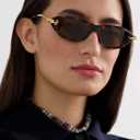 Retro Oval Cat Eye Sunglasses for Women Y2k Small Cateye Sun Glasses Womens Trendy 90s Designer Narrow Shades CS013 (Tortoise Frame/Green Lens)