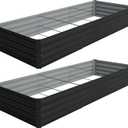 Vengarus 10x3x1FT (2 Pack) Galvanized Raised Garden Bed Kit, Outdoor Metal Planter Box for Vegetables, Rectangular Steel Container, Easy Assembly (Black)