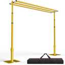 EMART Backdrop Stand Heavy Duty 10x10Ft,Three Crossbar Pipe and Drape Photo Background Support Kit, Adjustable Metal Frame with Flat Base for Wedding Birthday Party Decorations-Gold
