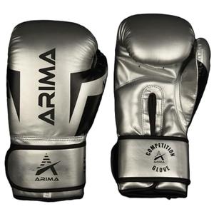 Arima Boxing Gloves - Premium PU Leather, Heavyweight - Ideal for Boxing, Kickboxing, Muay Thai & Fitness Training - Silver, 12 oz.