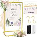 69 Tall Wedding Welcome Sign Stand, Heavy Duty Adjustable Metal Sign Holder with Leather Straps for Wedding & Event Decor (Gold)