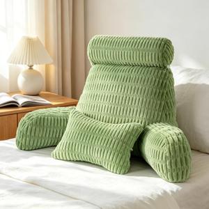 Reading Pillow for Bed, Back Rest Bed Pillow for Sitting Up with A Cylindrical Pillow and Lumbar Pillow, Back Support Pillows for Bed Sitting Up, Upright Husband Pillows for Adults & Children(18 Inch)
