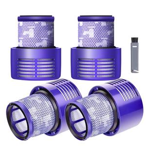 V10 Filter Replacement for Dyson V10 Cyclone Series, V10 Absolute, V10 Animal, V10 Total Clean, Replace Part No. 969082-01,4 Pack Filters and 1 Clean Brush