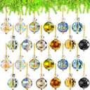 24Pcs Crystal Glass Christmas Balls Ornaments,Mini Colorful Prism Ball,Hanging Christmas Tree Decorations Ornament for Xmas,Wedding,Party,Home Decor,12 Colors,0.89 Inch